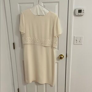 Talbots Cream Lace Accent Midi Dress